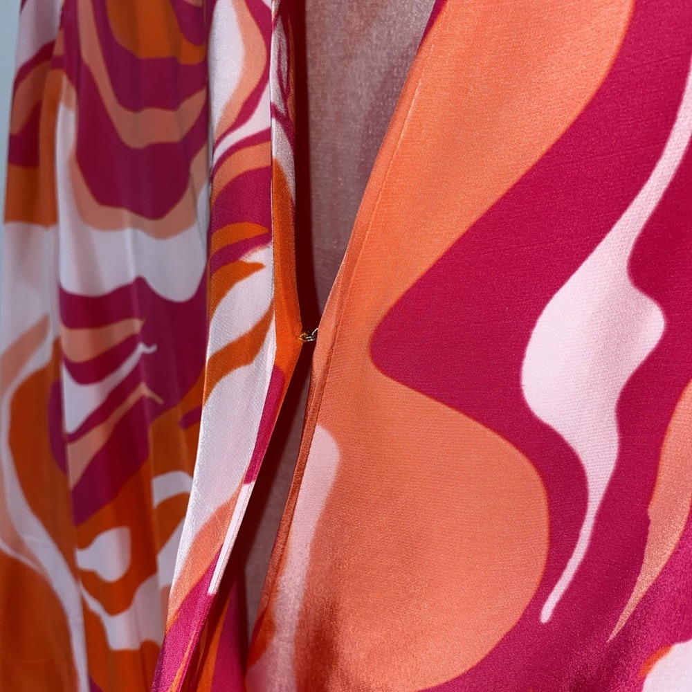 Rococo Sand Emily Wrap Dress Size L Pink Orange Long Sleeve Mini Bohemian Resort - Picture 10 of 10